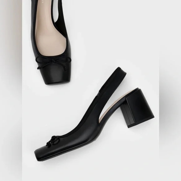 Charles & Keith - Bow Slingback Pumps - Black - Picture 6 of 6